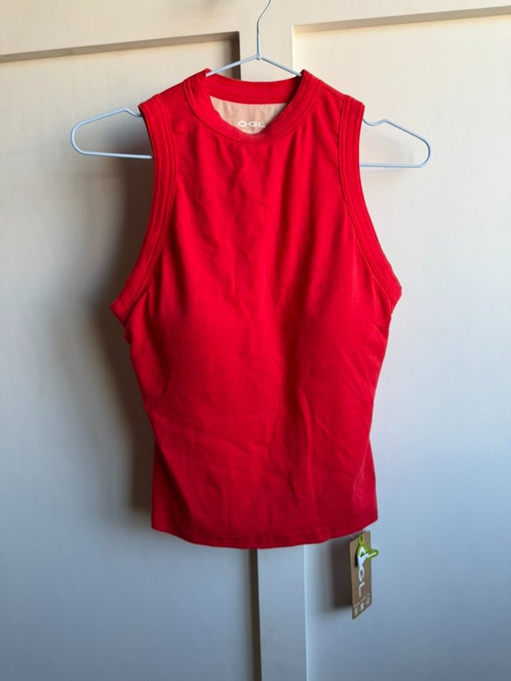 OGL Built In Bra High Neck Tank Top Red Sz M NWT